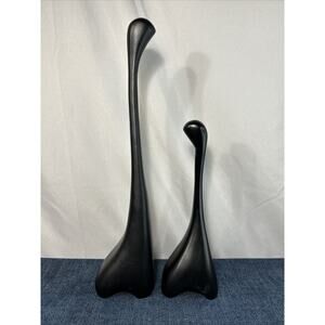 Ikea Louise Hederstrom Black Wood Giraffe Sculpture Pair 16" & 10" Minimalist